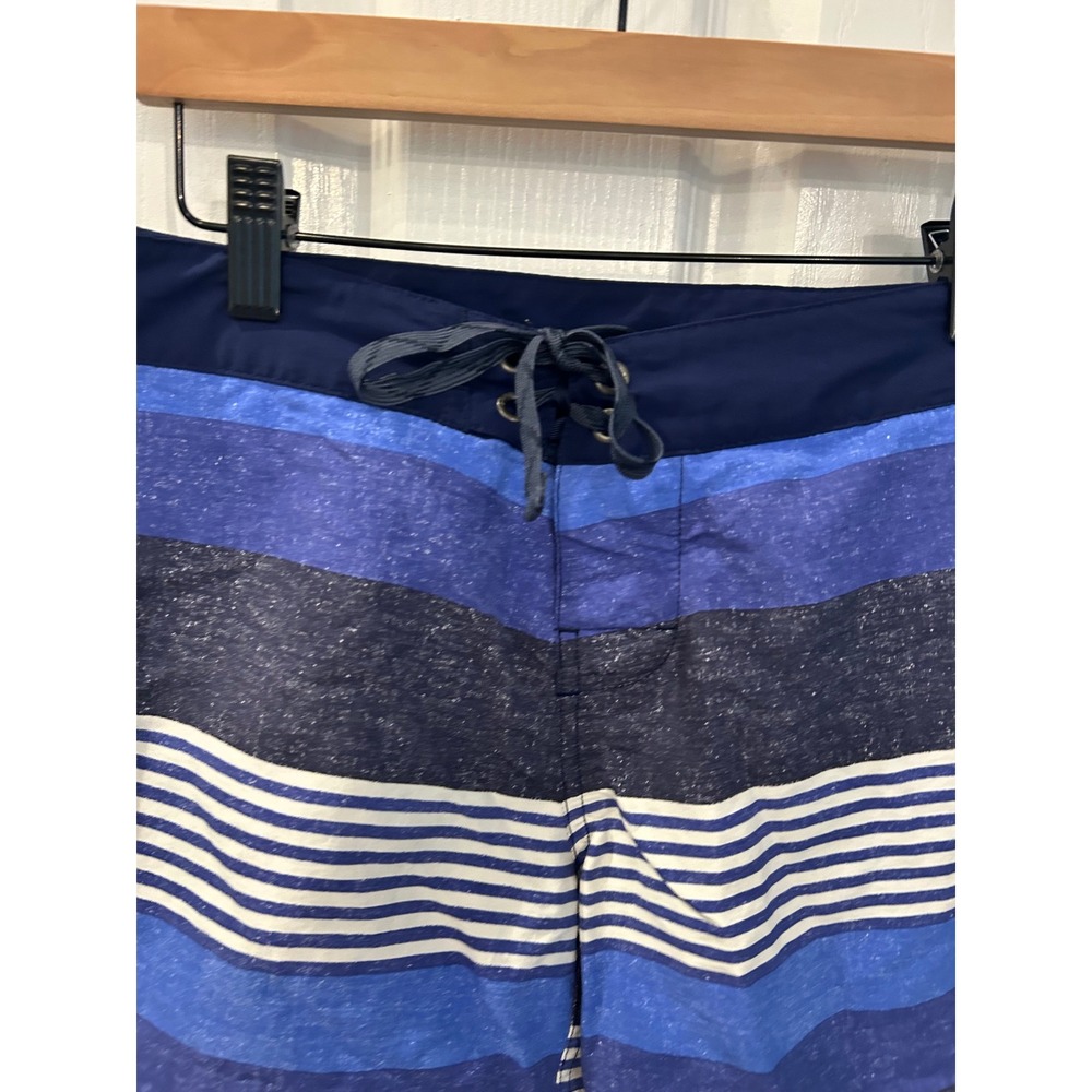 Patagonia Board Shorts Blue Striped Lace Up Swim Surf Beachwear - Picture 2 of 6